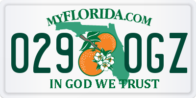 FL license plate 0290GZ