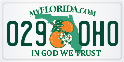 FL license plate 0290HO