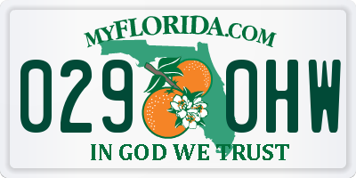 FL license plate 0290HW