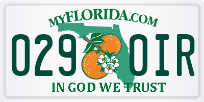FL license plate 0290IR