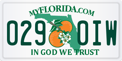 FL license plate 0290IW
