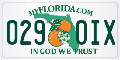 FL license plate 0290IX