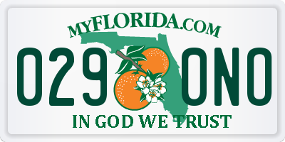 FL license plate 0290NO