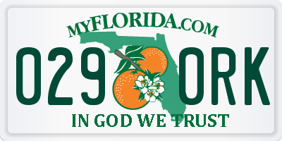 FL license plate 0290RK