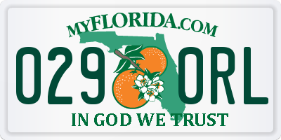 FL license plate 0290RL