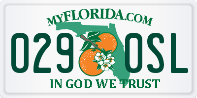 FL license plate 0290SL