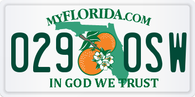 FL license plate 0290SW