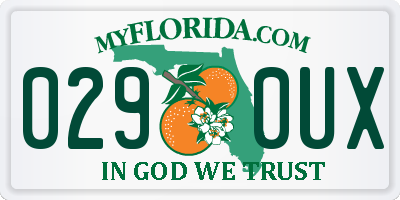 FL license plate 0290UX