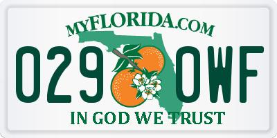 FL license plate 0290WF