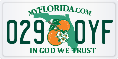 FL license plate 0290YF