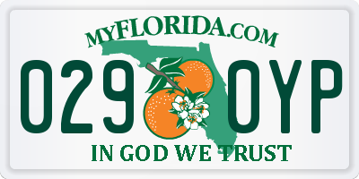 FL license plate 0290YP