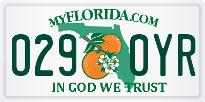 FL license plate 0290YR