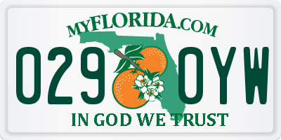 FL license plate 0290YW