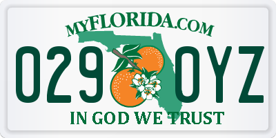 FL license plate 0290YZ