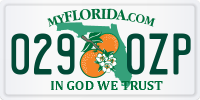 FL license plate 0290ZP