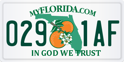 FL license plate 0291AF
