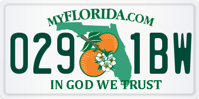 FL license plate 0291BW