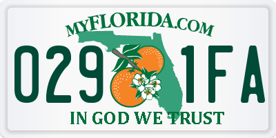 FL license plate 0291FA
