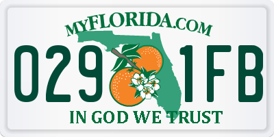 FL license plate 0291FB