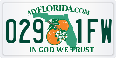 FL license plate 0291FW