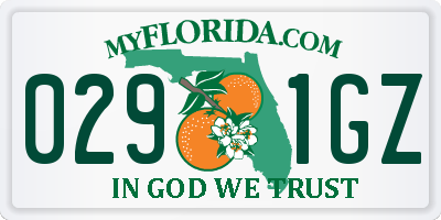 FL license plate 0291GZ