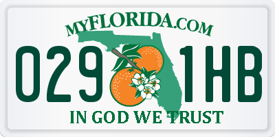 FL license plate 0291HB