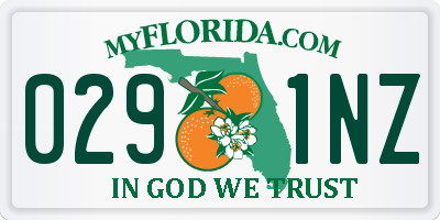 FL license plate 0291NZ