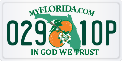 FL license plate 0291OP