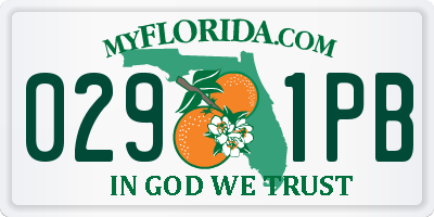 FL license plate 0291PB