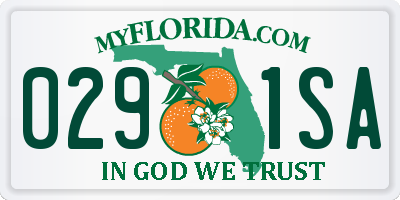 FL license plate 0291SA