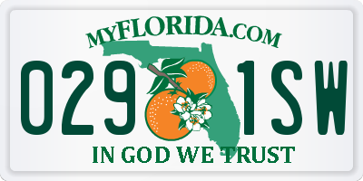 FL license plate 0291SW
