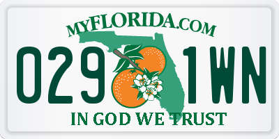 FL license plate 0291WN