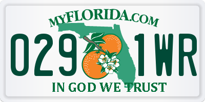 FL license plate 0291WR
