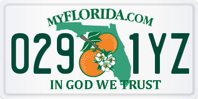 FL license plate 0291YZ