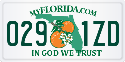 FL license plate 0291ZD