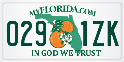 FL license plate 0291ZK