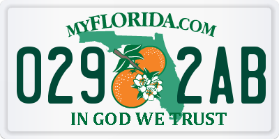 FL license plate 0292AB