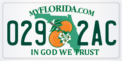 FL license plate 0292AC