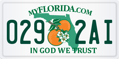 FL license plate 0292AI