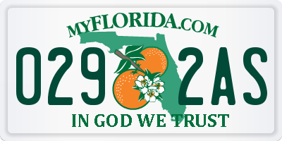 FL license plate 0292AS