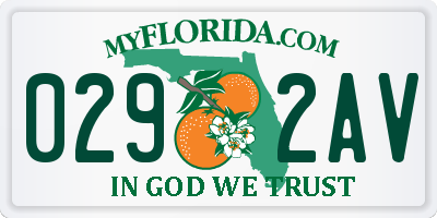 FL license plate 0292AV