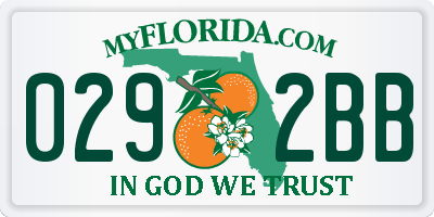 FL license plate 0292BB