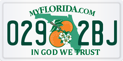FL license plate 0292BJ