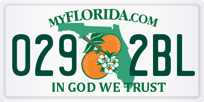 FL license plate 0292BL
