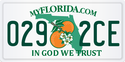 FL license plate 0292CE