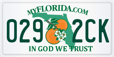 FL license plate 0292CK