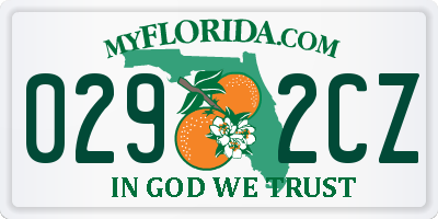 FL license plate 0292CZ
