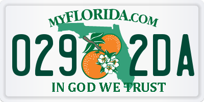 FL license plate 0292DA