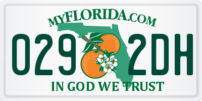 FL license plate 0292DH