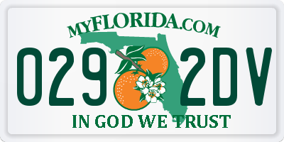 FL license plate 0292DV